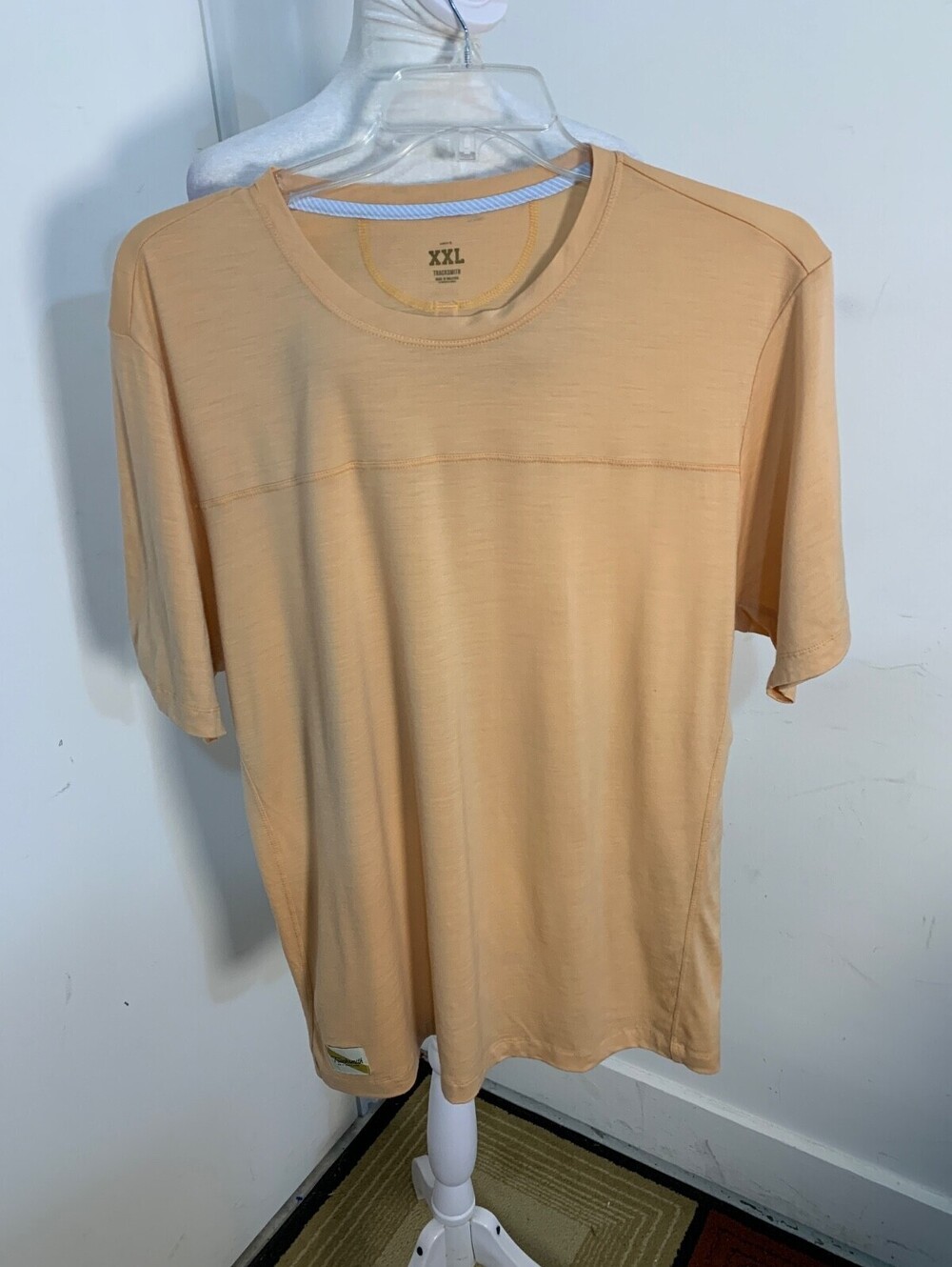 Men Tracksmith Micro Logo Athletic Running Muted Orange Essential Shirt Size 2XL